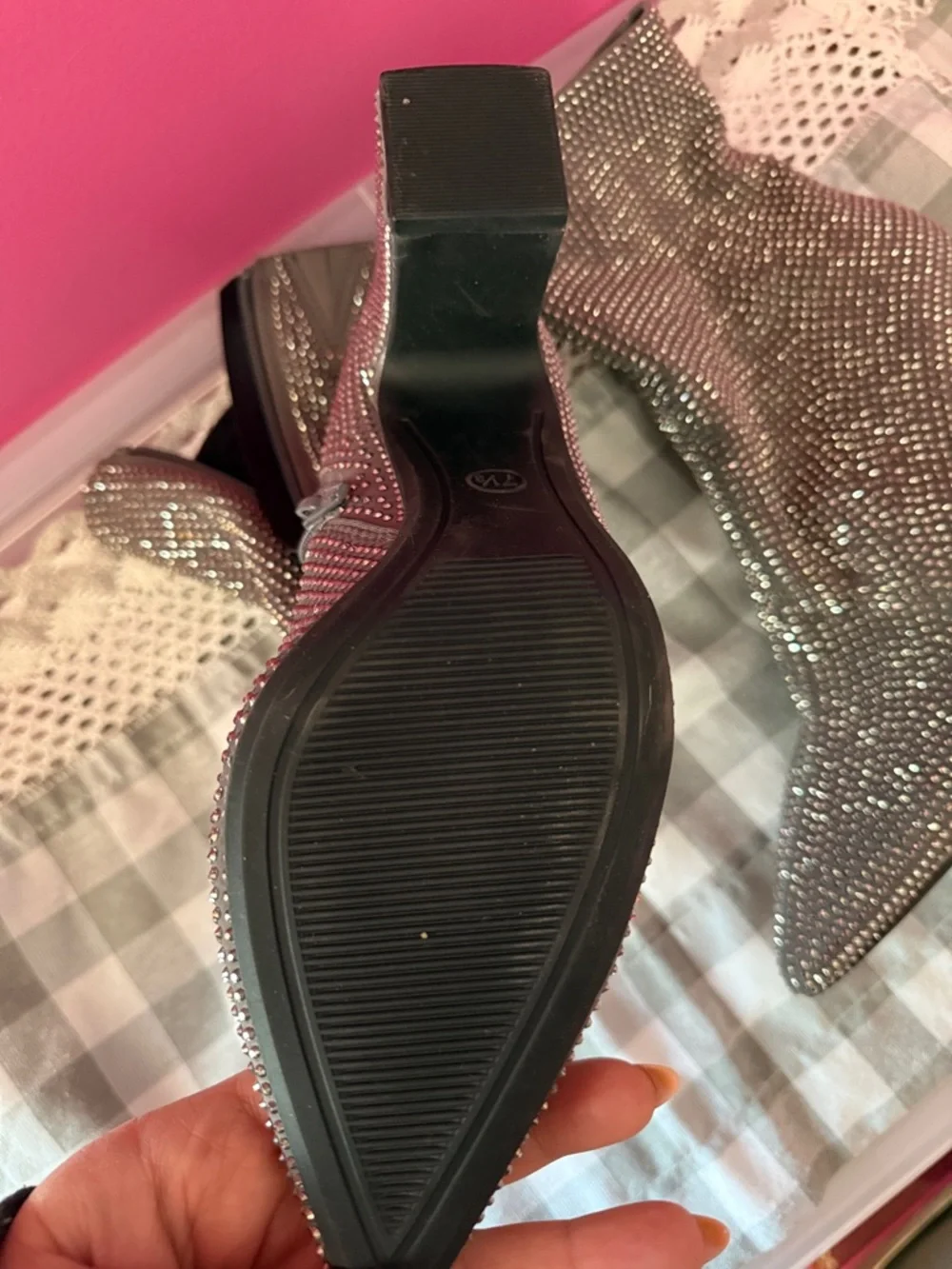 a new day Silver Rhinestone Pointed Ankle Boots - Picture 7 of 9